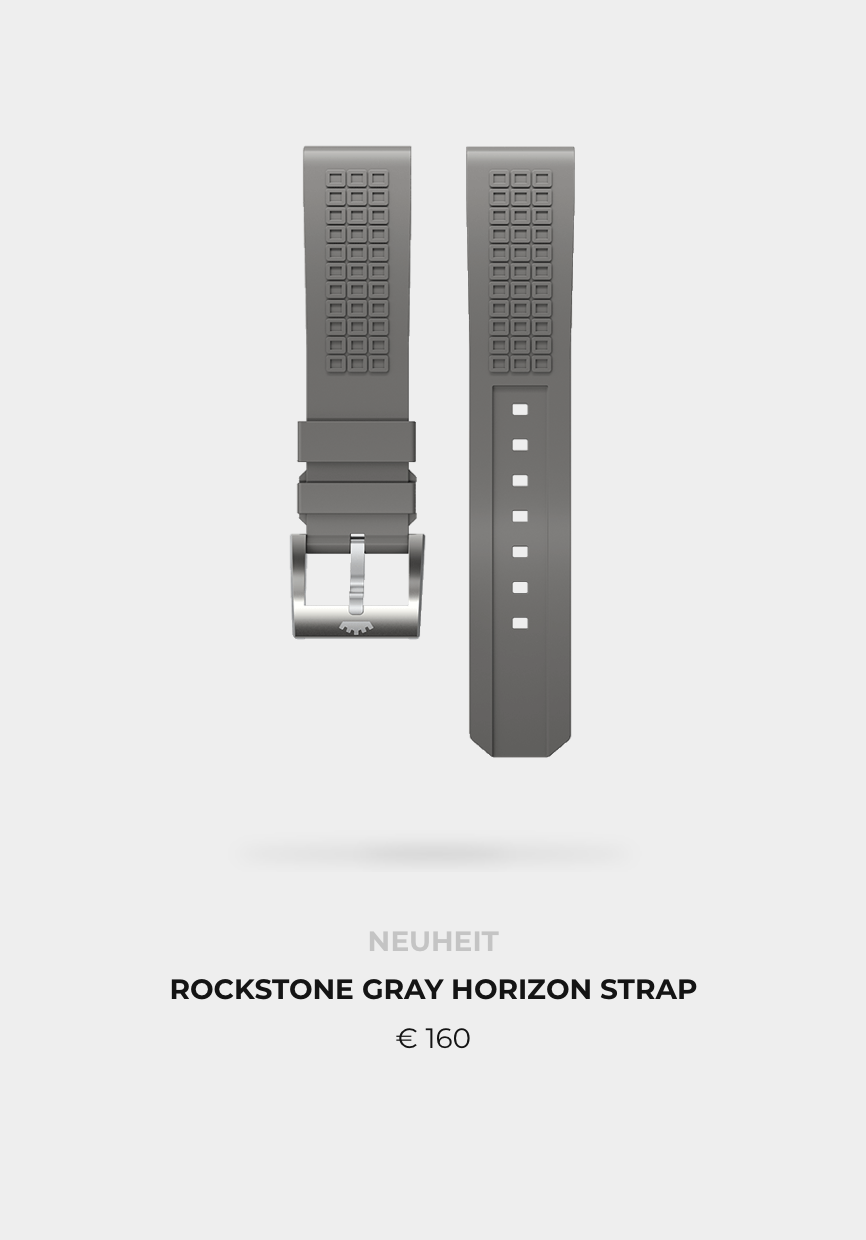 Fortis HORIZON STRAP Rockstone Gray mit Dornschließe, Kautschukarmband 21mm 