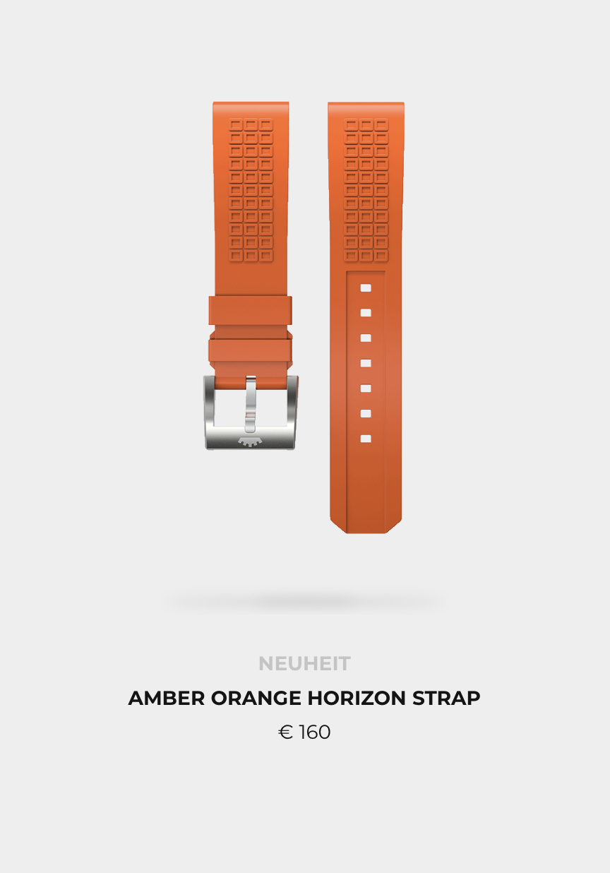 Fortis HORIZON STRAP Orange mit Dornschließe, Kautschukarmband 21mm 